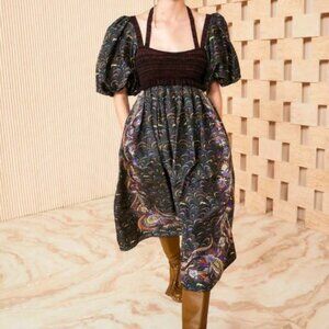 NWOT ULLA JOHNSON Philippa Midi Dress in Obsidian M $825
